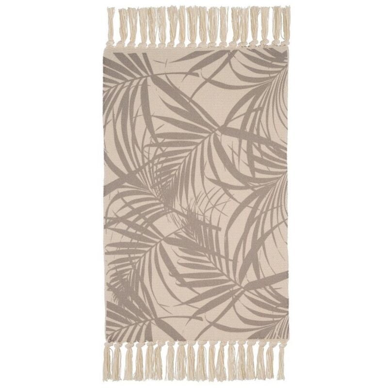 

Alfombra de flecos beige y natural de algodón y poliéster de 45x70 cm