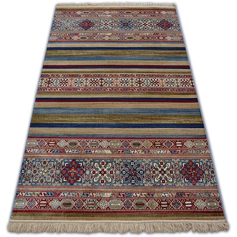 

Rugsx - Alfombra de jacquard WINDSOR 22890 Étnico Franjas azul/burdeos Multicolor 200x300 cm