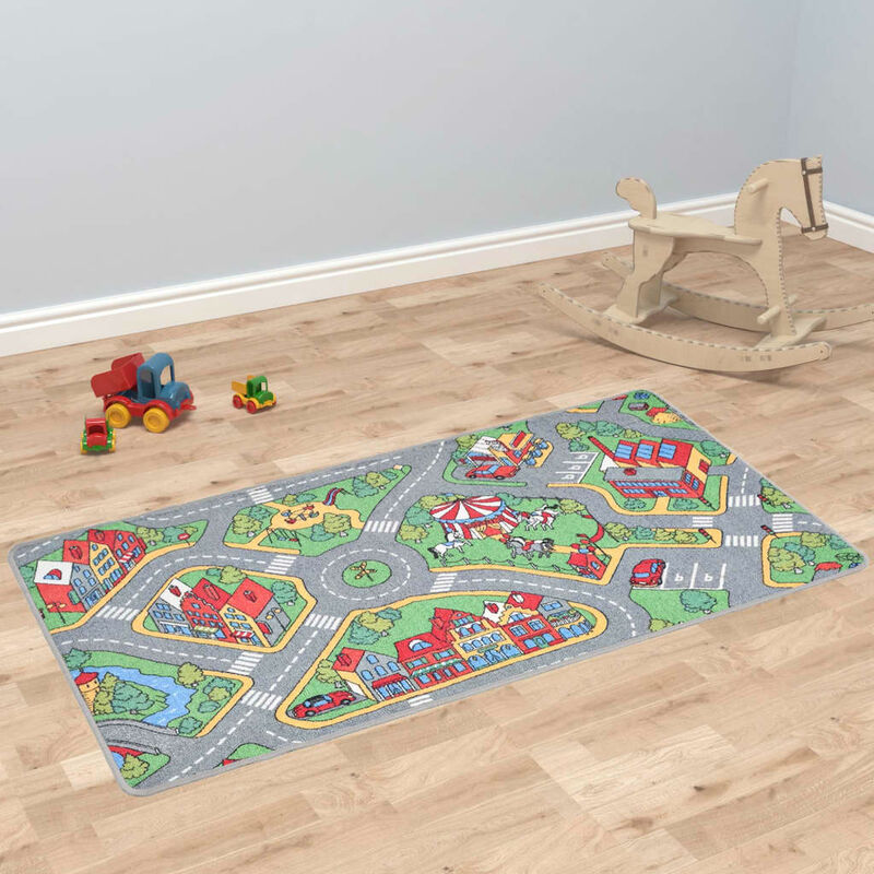 

Alfombra de juego 133x190 cm estampado carreteras - Gris