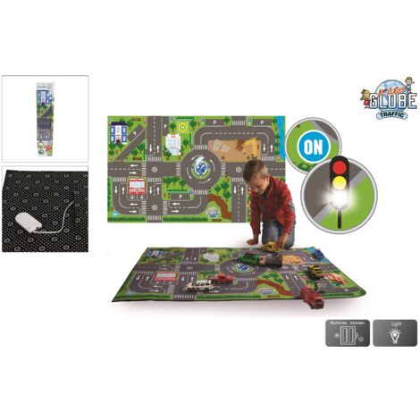 Alfombra de juego Kids Globe con calles (semáforos LED luminosos, alfombra infantil con base antideslizante, tamaño 120x72 cm) 570271