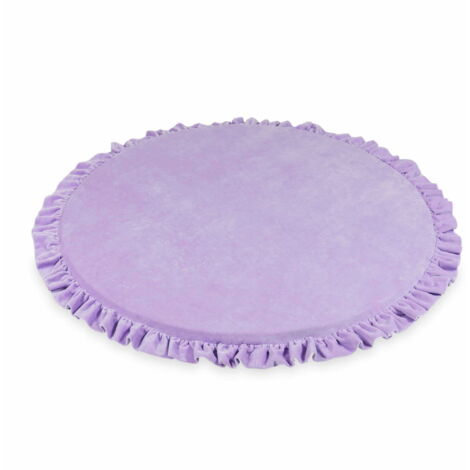 Alfombra de juego para niños redonda de 100cm con volantes, terciopelo suave morado