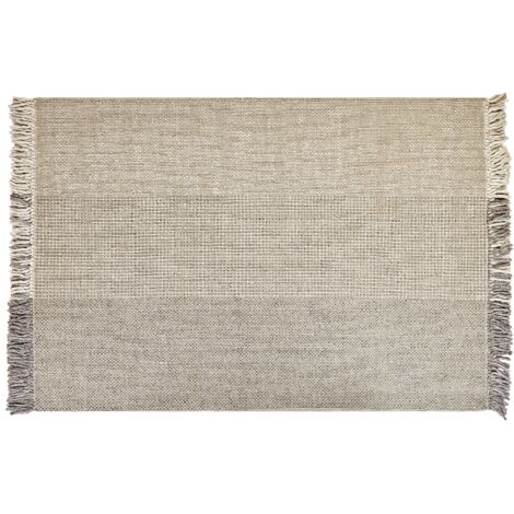 Alfombra de lana gris claro 140 x 200 cm algodón hecho a mano borlas Tekeler