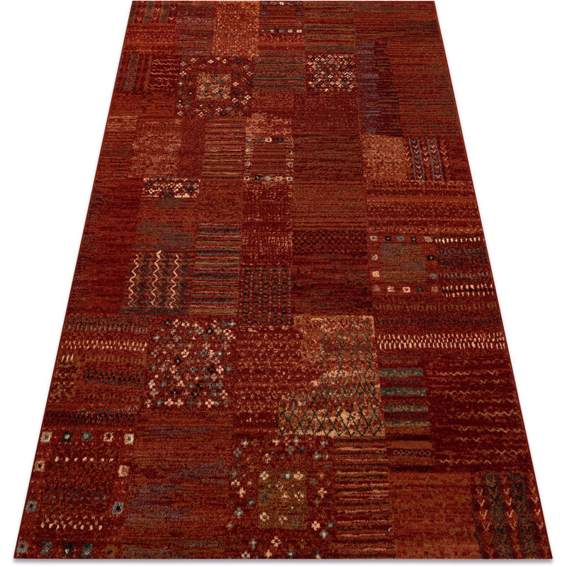 

Rugsx - Alfombra de lana KASHQAI 4329 300 patchwork burdeos Tonos de rojo 135x200 cm