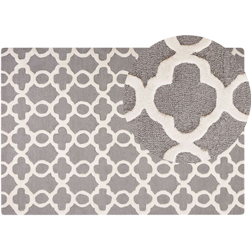 

Alfombra de lana gris claro/beige claro 140 x 200 cm ZILE