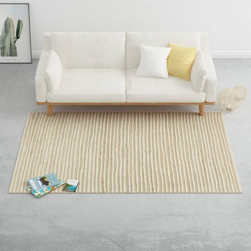 

Alfombra de lana y cáñamo natural/blanco 160x230 cm