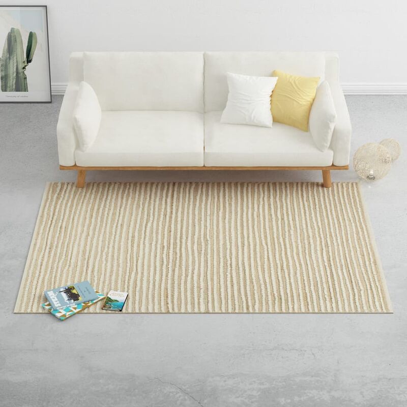 

Alfombra de lana y cáñamo natural/blanco 80x150 cm