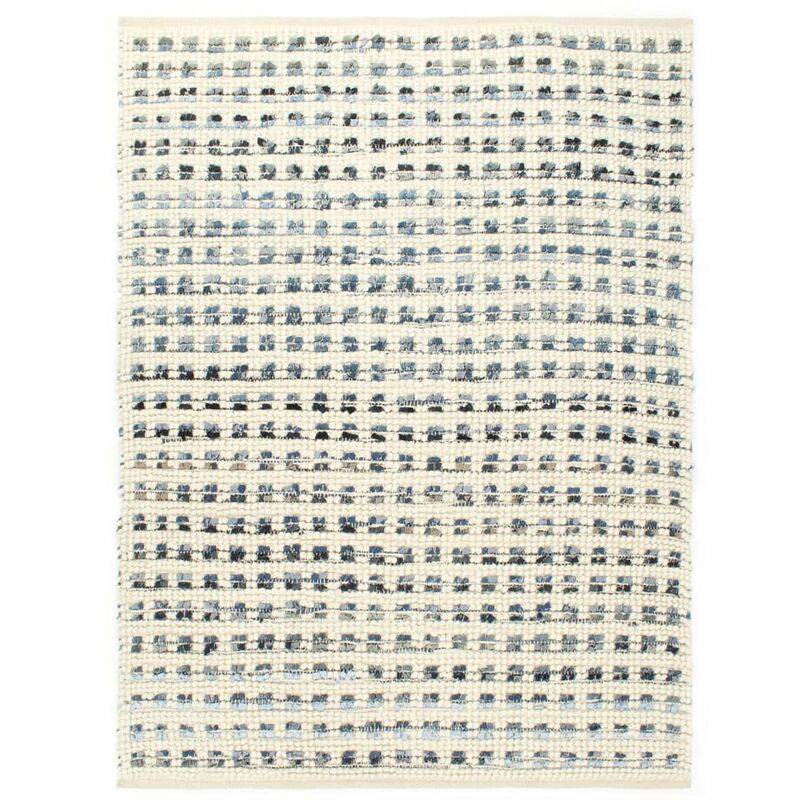 

vidaXL Alfombra de lana y tela vaquera azul/blanco 120x170 cm - Blanco
