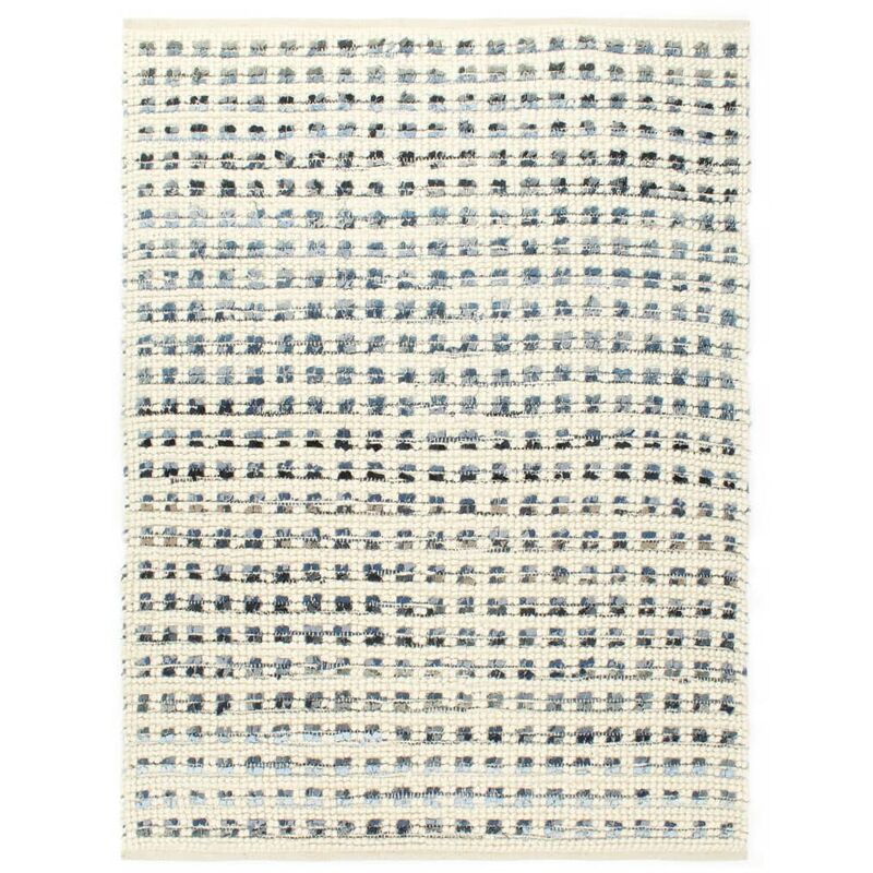 

vidaXL Alfombra de lana y tela vaquera azul/blanco 160x230 cm - Blanco