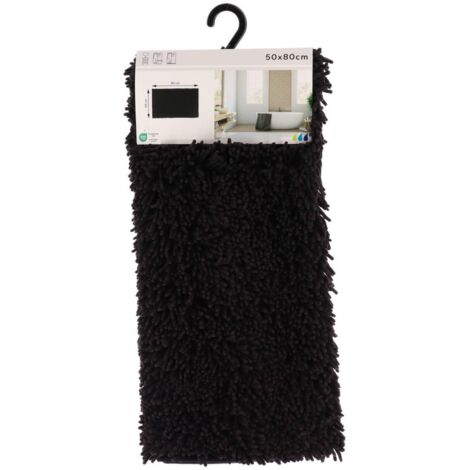 Alfombra de microfibra chenille pequeña 50x80 cm - negra - Tendance