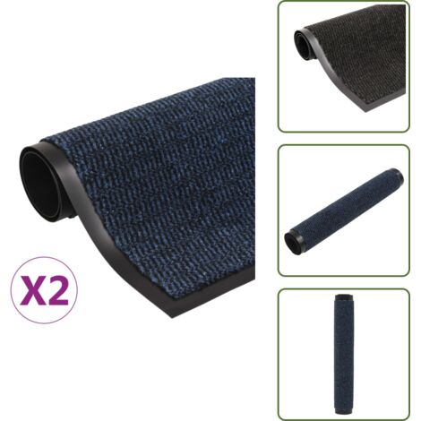 Alfombra de nudo - vidaXL Alfombras de entrada rectangulares de nudo 2 uds azul 120x180cm - Alfombra de entrada azul