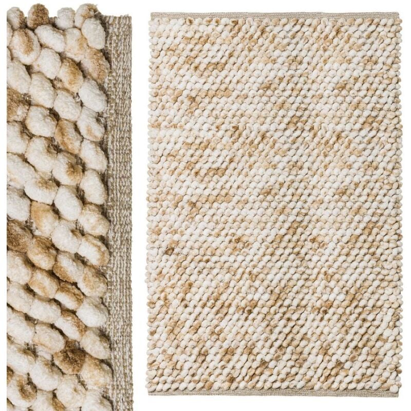 

Alfombra de nudos beige de algodón y poliéster de 120x180 cm