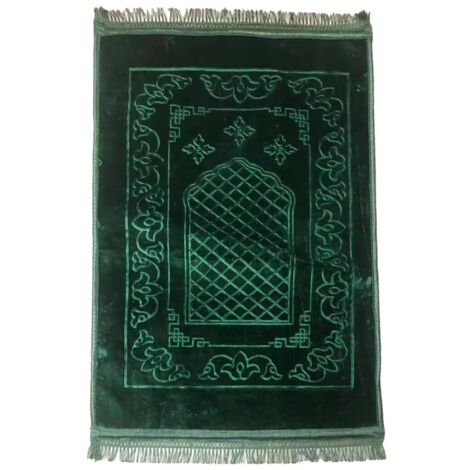 Alfombra de oración musulmana verde de lujo (Sajadah) – Ultrasuave y gruesa – Tamaño grande y cómodo – Antideslizante – Para adultos – Con bolsa de transporte – Ideal para el hogar y la mezquita