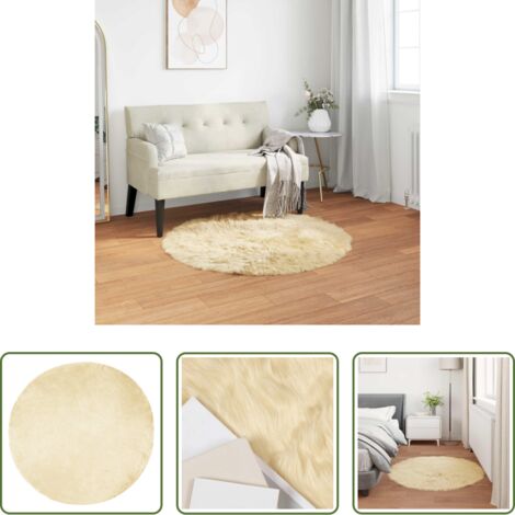 Alfombra de oveja - Alfombra de Imitación de Piel de Oveja Tafalla Crema Ø 120 cm