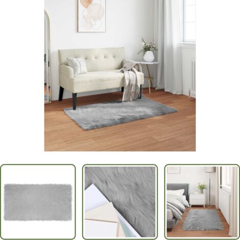 Alfombra de oveja - Alfombra de Imitación de Piel de Oveja Tafalla Gris 60 x 110 cm
