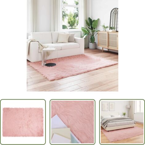 Alfombra de oveja - Alfombra de Imitación de Piel de Oveja Tafalla Rosa Poliéster