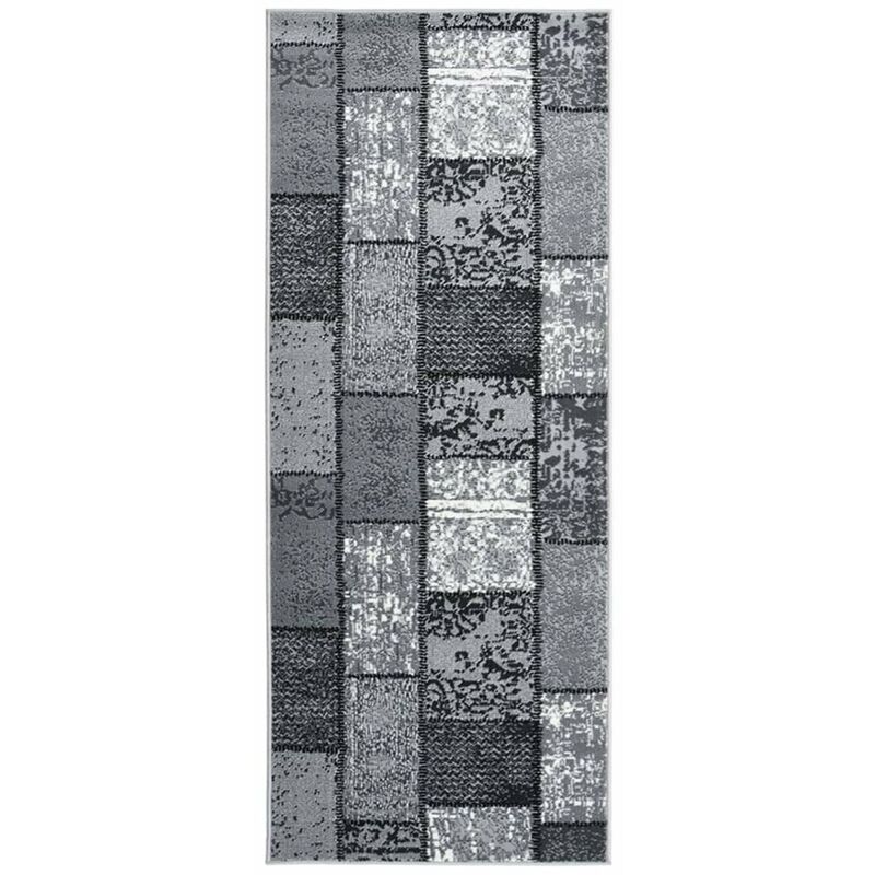 

Alfombra de pasillo BCF gris con estampado de bloques 100x150cm