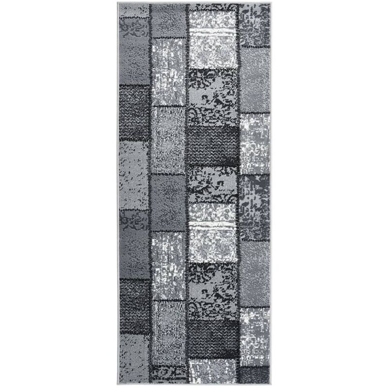 

Alfombra de pasillo BCF gris con estampado de bloques 100x150cm