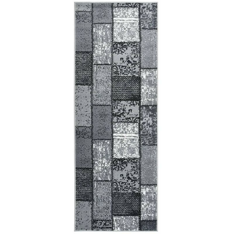 

Alfombra de pasillo BCF gris con estampado de bloques 100x250cm
