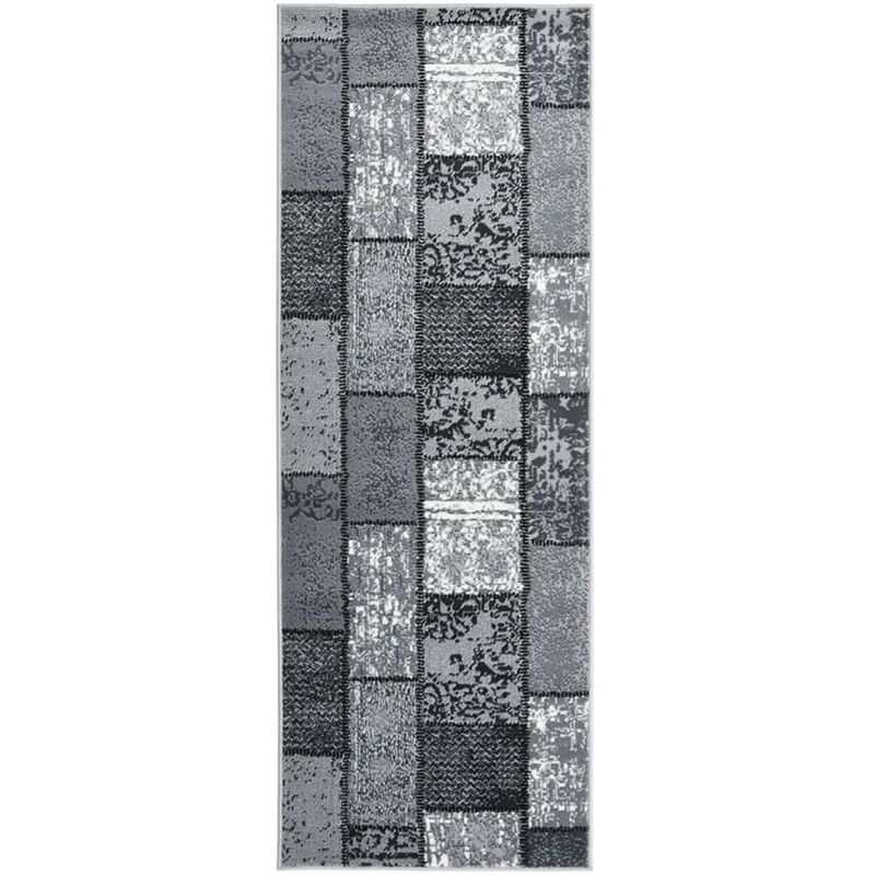 

Alfombra de pasillo BCF gris con estampado de bloques 100x250cm