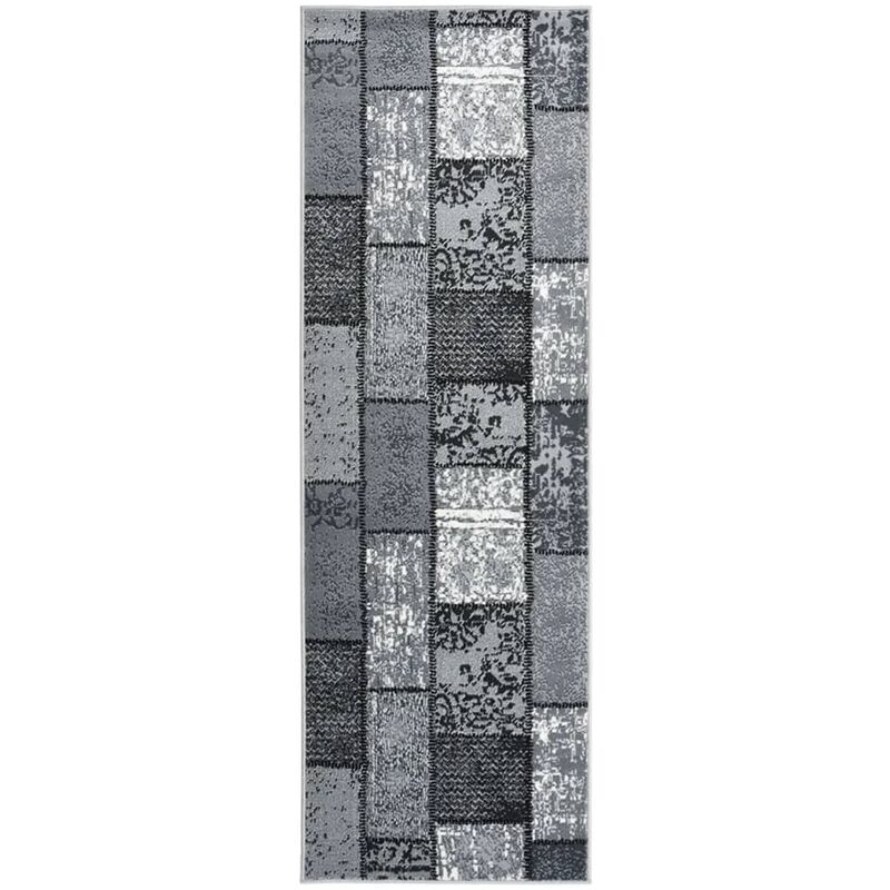 

Alfombra de pasillo BCF gris con estampado de bloques 100x350cm