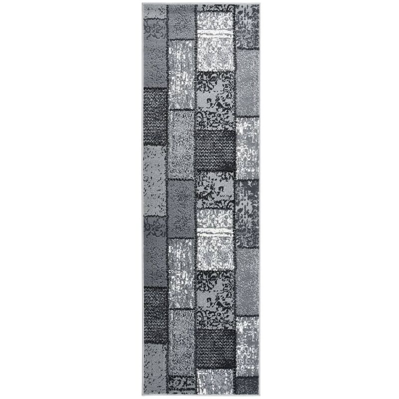 

Alfombra de pasillo BCF gris con estampado de bloques 100x450cm