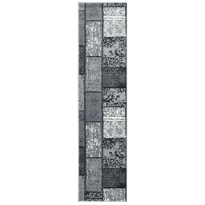 

Alfombra de pasillo BCF gris con estampado de bloques 60x150 cm