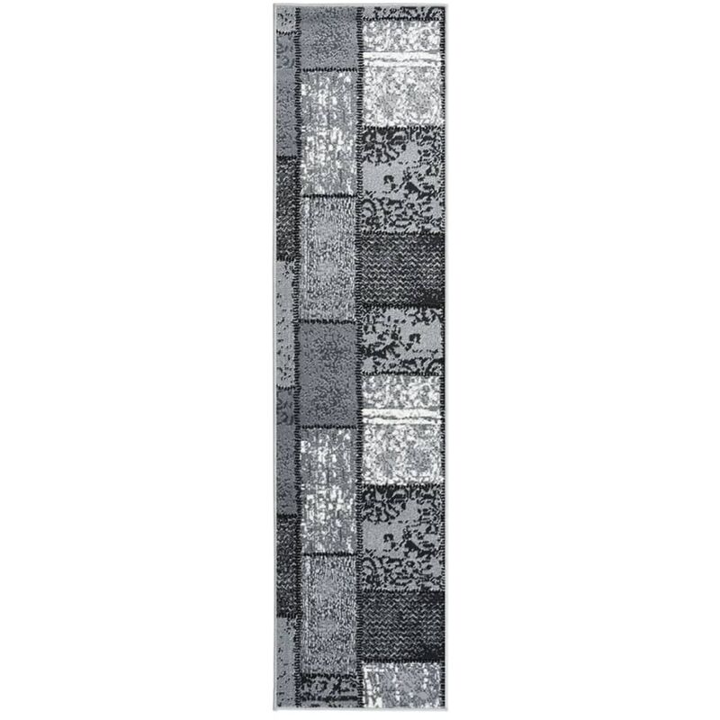 

Alfombra de pasillo BCF gris con estampado de bloques 60x150 cm