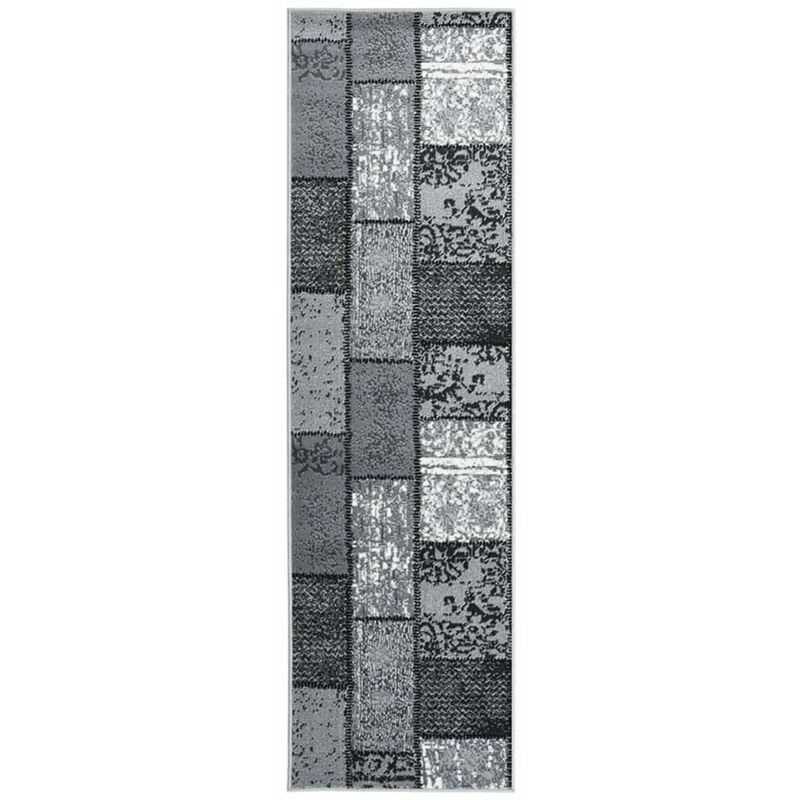 

Alfombra de pasillo BCF gris con estampado de bloques 60x250 cm