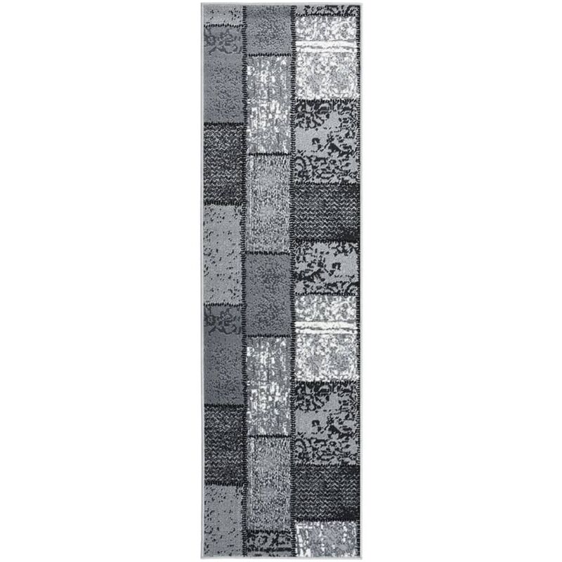 

Alfombra de pasillo BCF gris con estampado de bloques 60x250 cm
