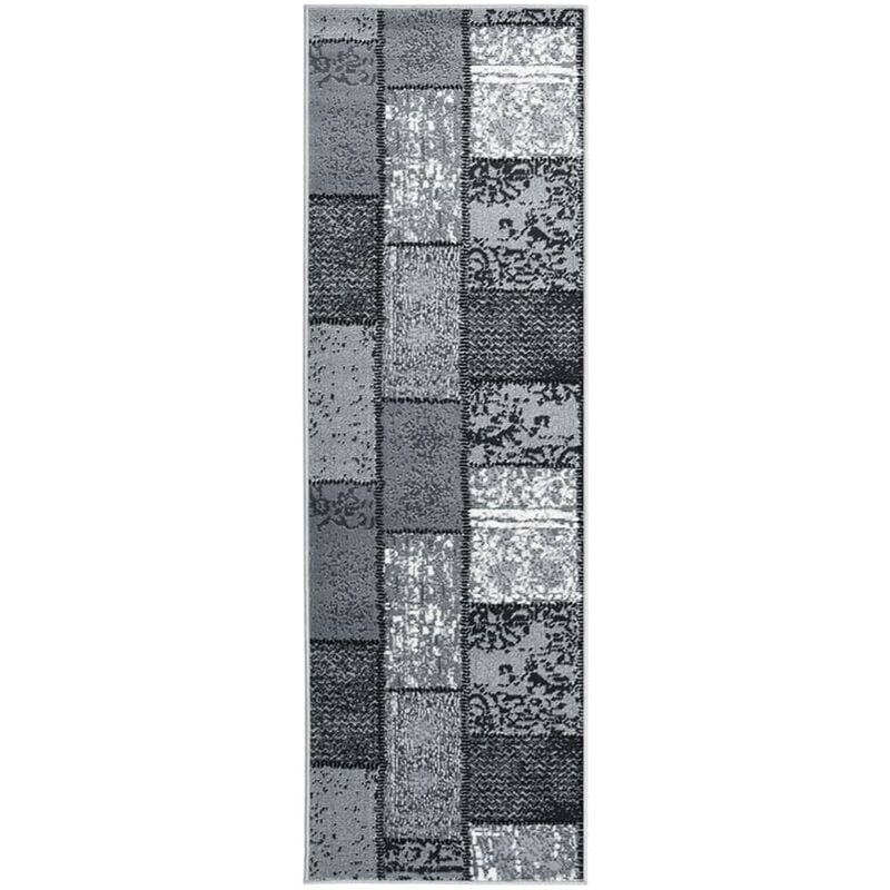

Alfombra de pasillo BCF gris con estampado de bloques 60x300 cm