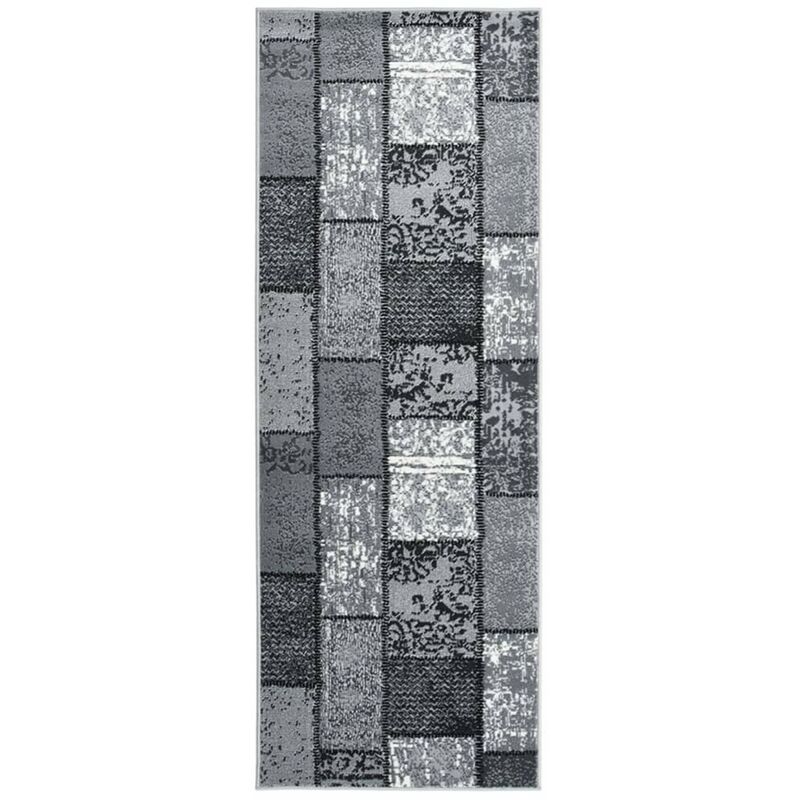 

Alfombra de pasillo BCF gris con estampado de bloques 80x150 cm