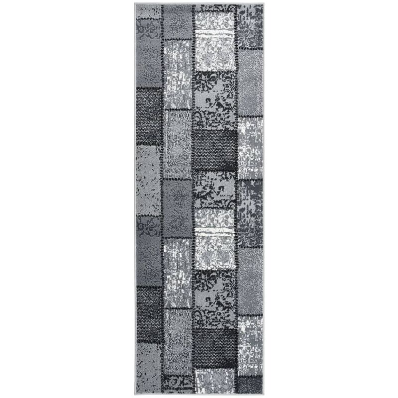 

Alfombra de pasillo BCF gris con estampado de bloques 80x250 cm