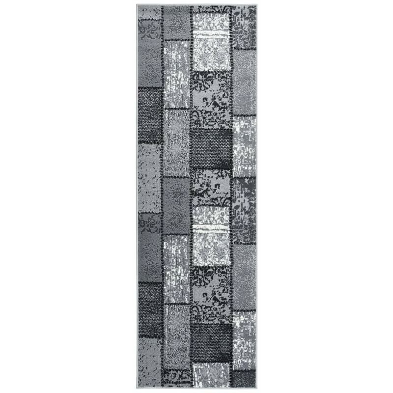 

Alfombra de pasillo BCF gris con estampado de bloques 80x300 cm