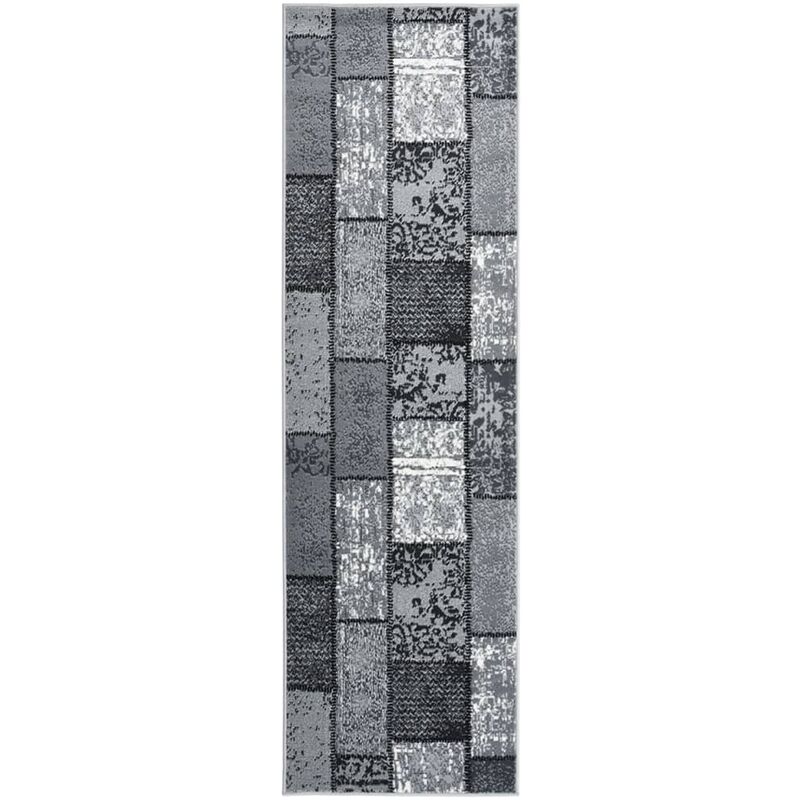 

Alfombra de pasillo BCF gris con estampado de bloques 80x350 cm