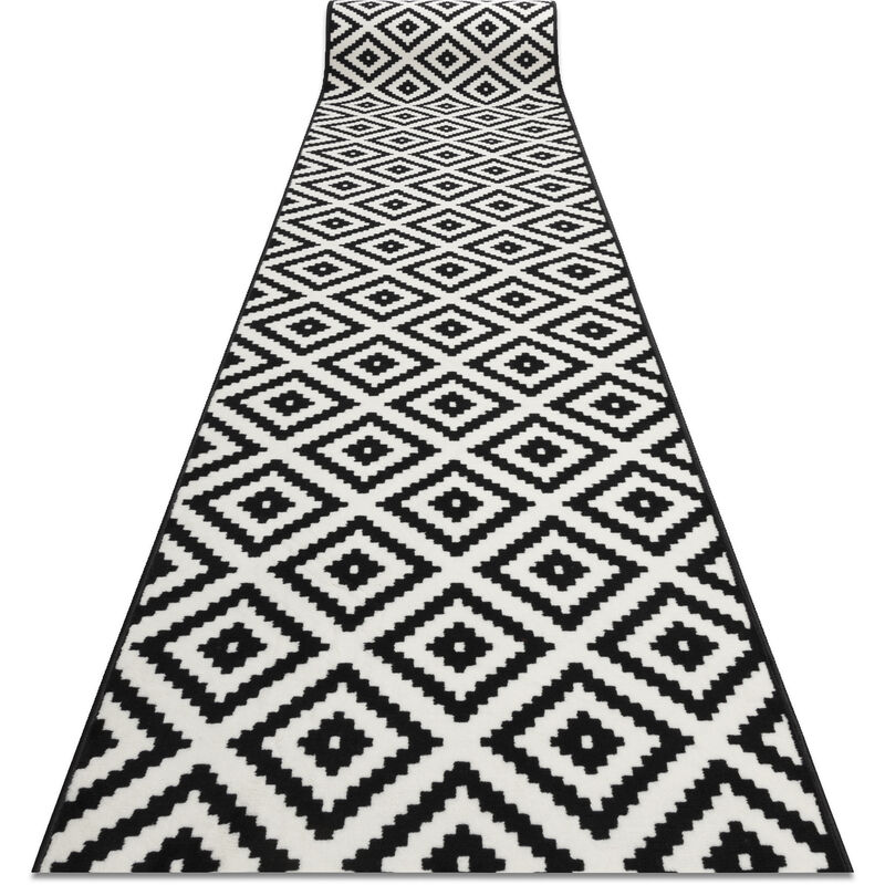 

Rugsx - Alfombra de pasillo BCF MORAD diamantes negro / crema 120 cm Negro 120x970 cm