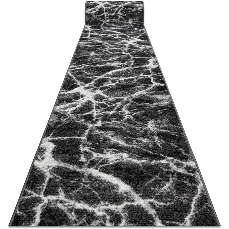 Rugsx - Alfombra de pasillo bcf morad Mármol antracita / negro 100 cm black 100x330 cm