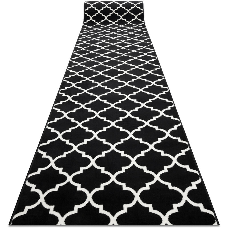 

Rugsx - Alfombra de pasillo BCF MORAD Trelis Espaldera marroquí negro / crema 100 cm Negro 100x300 cm