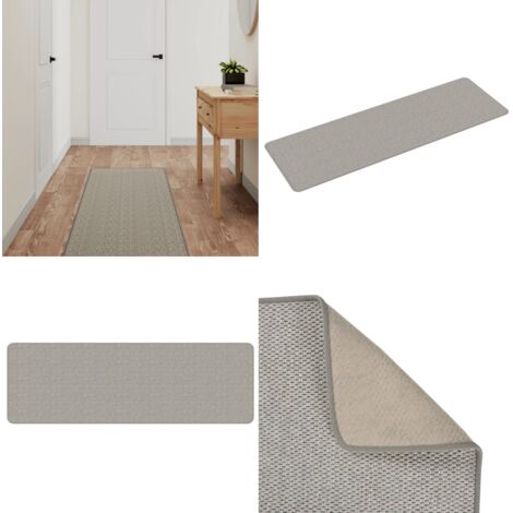 Alfombra de pasillo con aspecto de sisal platina 50x150 cm - Alfombra de sisal - Alfombra de polipropileno