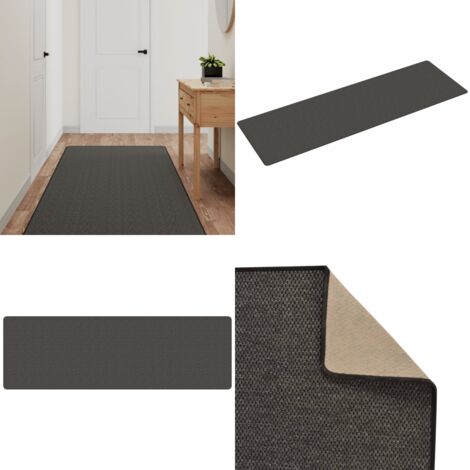 Alfombra de pasillo con aspecto sisal gris antracita 80x250 cm - Alfombra sisal - Alfombra gris antracita