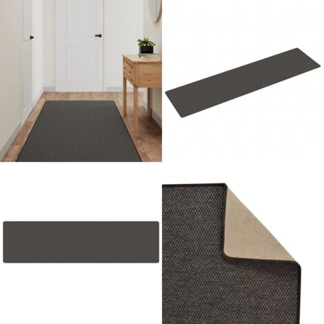 Alfombra de pasillo con aspecto sisal gris antracita 80x300 cm - Alfombra sisal - Alfombra gris antracita