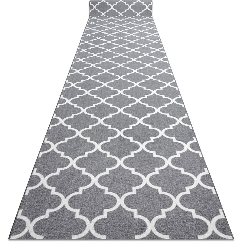 

Rugsx - Alfombra de pasillo con refuerzo de goma 100 cm Enrejado Trébol marroquí gris Trellis 30352 Tonos de gris y plata 100x1200 cm