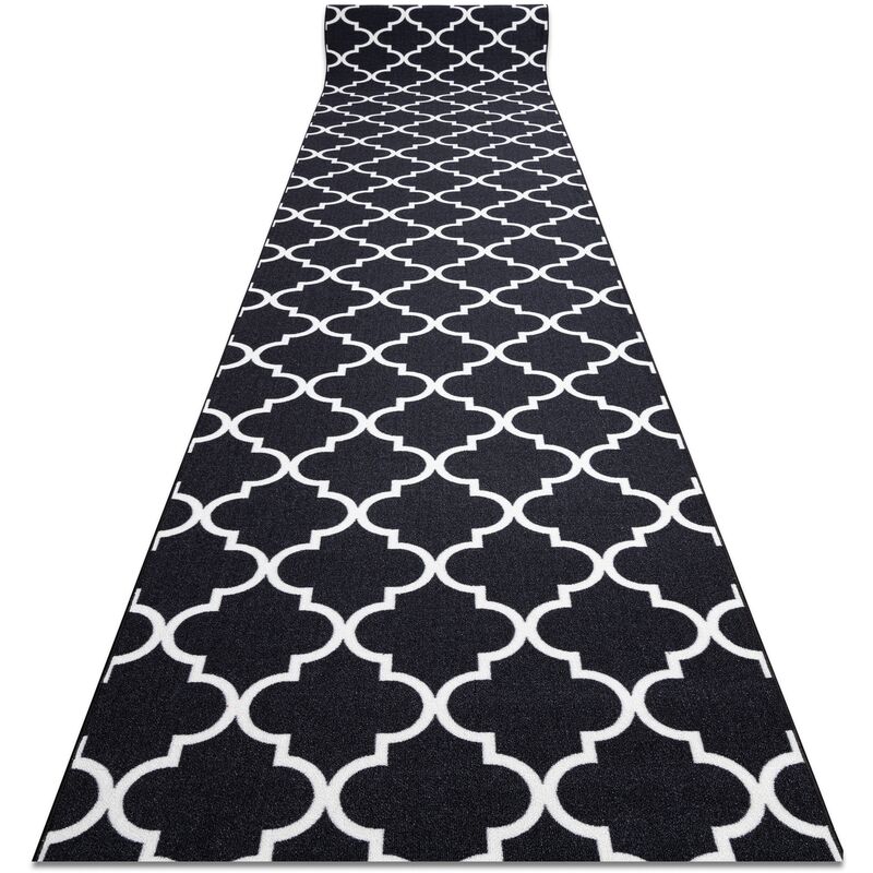 

Alfombra de pasillo con refuerzo de goma 110 cm Enrejado Trébol marroquí negro Trellis 30350 Negro 110x100 cm