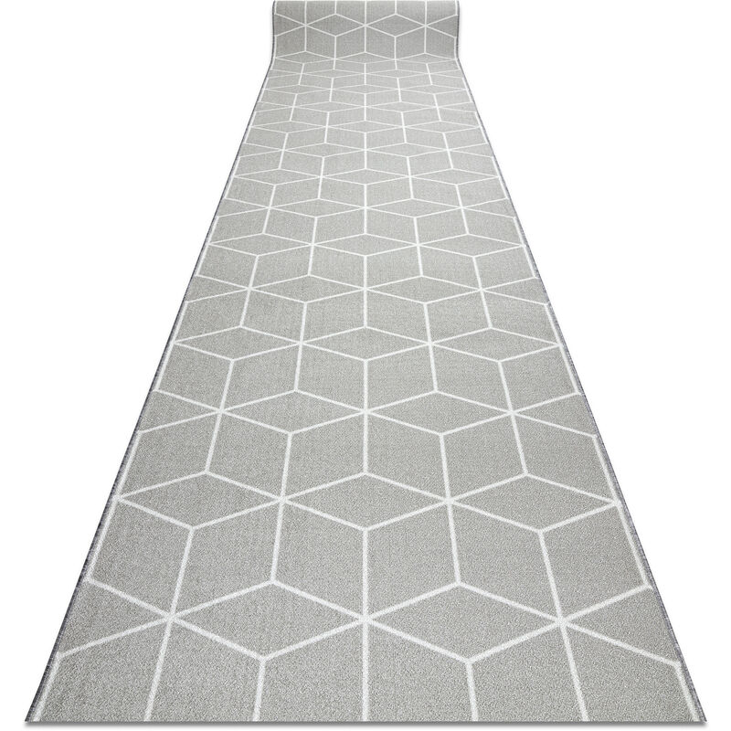 

Rugsx - Alfombra de pasillo con refuerzo de goma CUBE cubo, gris 80 cm Tonos de gris y plata 80x240 cm