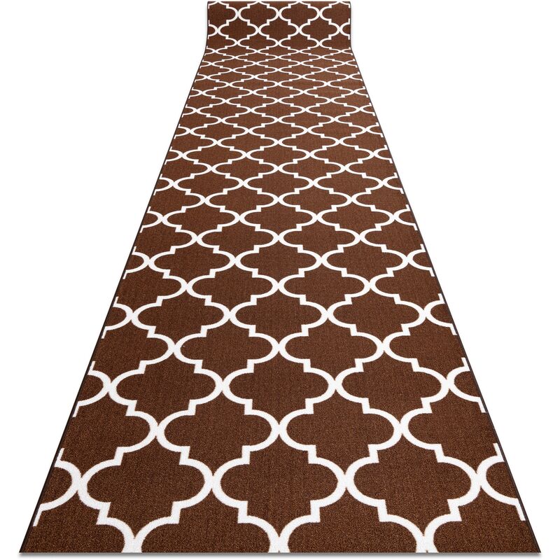 

Rugsx - Alfombra de pasillo con refuerzo de goma Enrejado Trébol marroquí marrón Trellis 133 cm 30351 Tonos de marrón 133x1100 cm