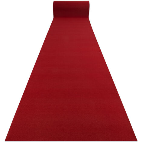 Alfombra de pasillo con refuerzo de goma RUMBA 1974 Boda un solo color burdeos, rojo 140cm red 140x100 cm