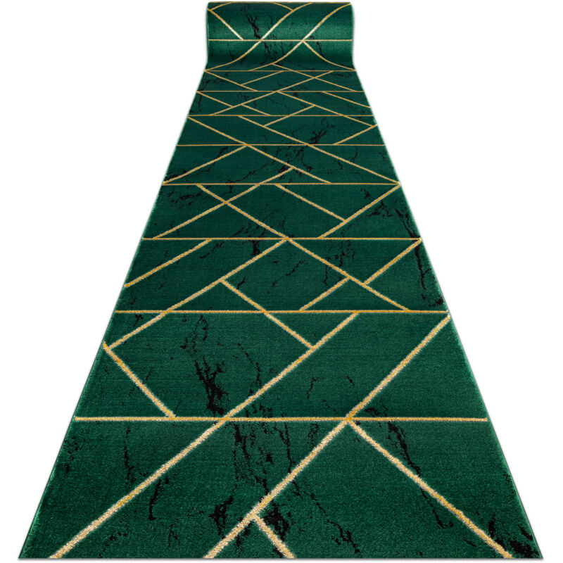 Alfombra de pasillo EMERALD exclusivo 1012 glamour, elegante mármol, geométrico botella verde / oro 70 cm green 70x220 cm