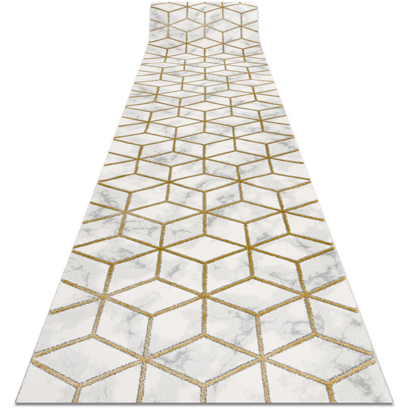 Alfombra de pasillo EMERALD exclusivo 1014 glamour, elegante cubo crema / oro 100 cm yellow 100x100 cm