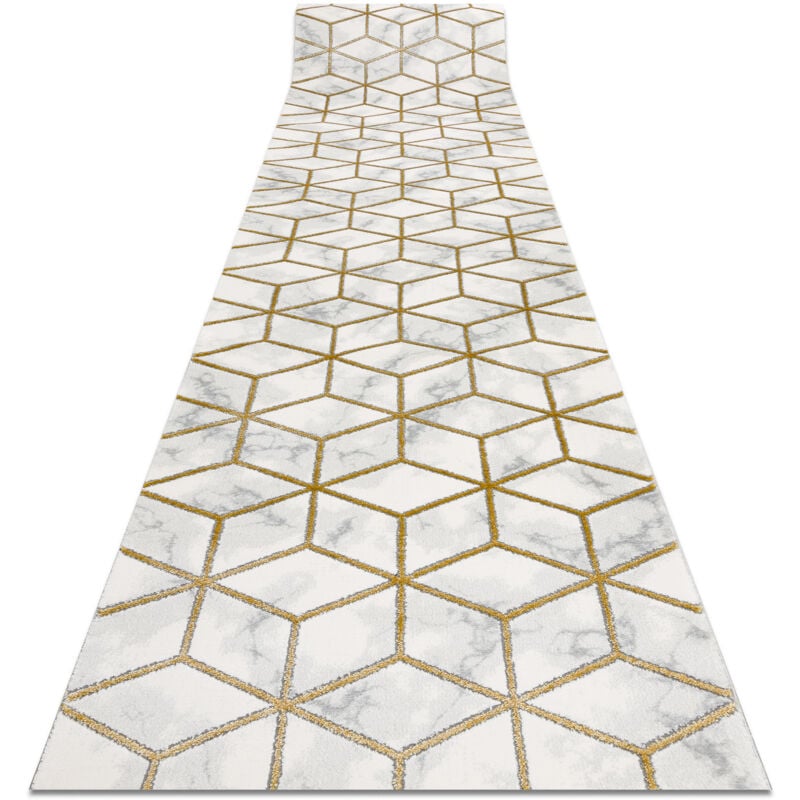 Alfombra de pasillo EMERALD exclusivo 1014 glamour, elegante cubo crema / oro 100 cm yellow 100x490 cm