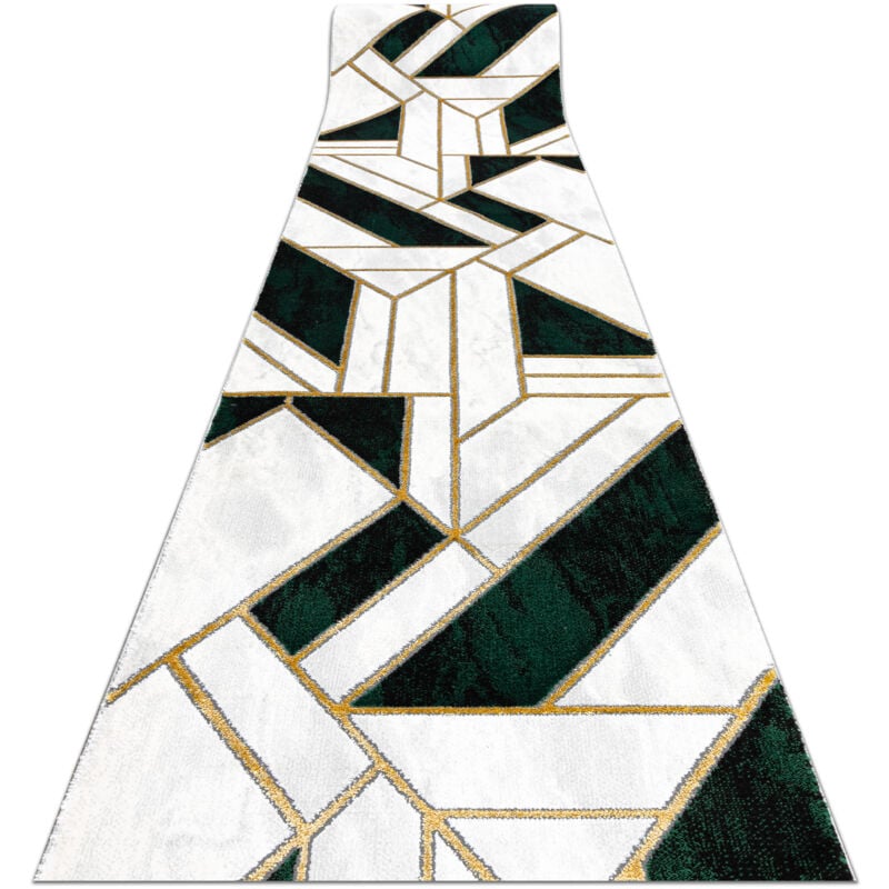 Alfombra de pasillo EMERALD exclusivo 1015 glamour, elegante mármol, geométrico botella verde / oro 120 cm green 120x420 cm