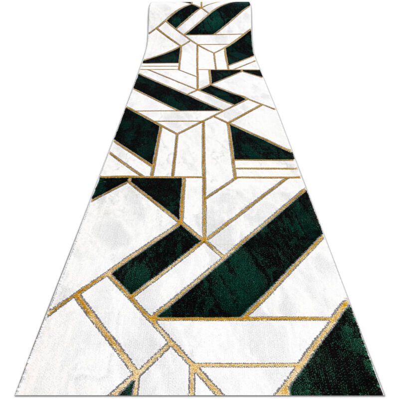 Alfombra de pasillo EMERALD exclusivo 1015 glamour, elegante mármol, geométrico botella verde / oro 70 cm green 70x790 cm